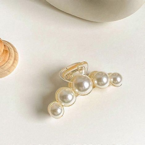 Pinces à cheveux Pearl Claw blanches, grandes pinces en plastique antidérapantes pour l'extérieur, pour femmes et filles, WZ-2011R (1/2)
