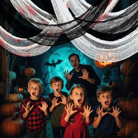 8 Pièces Tissu Effrayant d'halloween, 30 x 72inch Tissu de Décoration d'halloween pour la Cour intérieure DECORATION DE FETE MURALE (1/5)