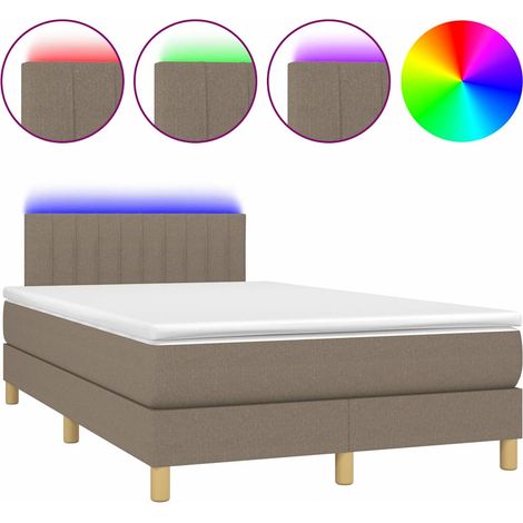 Maison Exclusive - Letto a Molle con Materasso e LED Tortora 120x190 cm in Tessuto (1/5)
