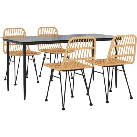 Juego de comedor muebles de jardín muebles de exterior 5 piezas resina tejida 020014324 (1/5)