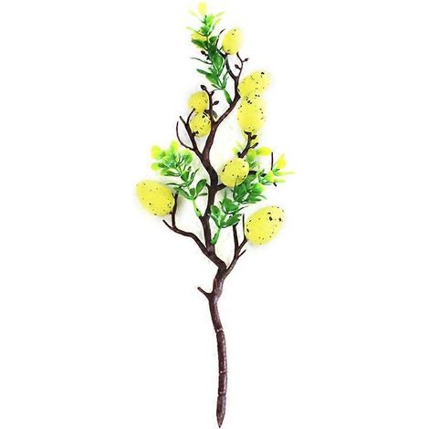 Osterdekorationen, künstliche Zweige, bemalte Vogeleier, grüne Blätter, künstliche Blumensträuße als Schmuck