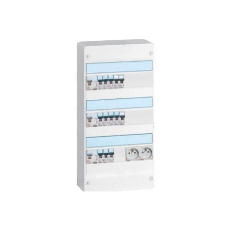 Legrand - Tableau u00e9lectrique pru00e9-u00e9quipu00e9 et pru00e9-cu00e2blu00e9 pour T3 - Drivia - 13 modules - 3 Rangu00e9es - AUTO - Ru00e9f : LEGTABLEAUT3 (1/5)
