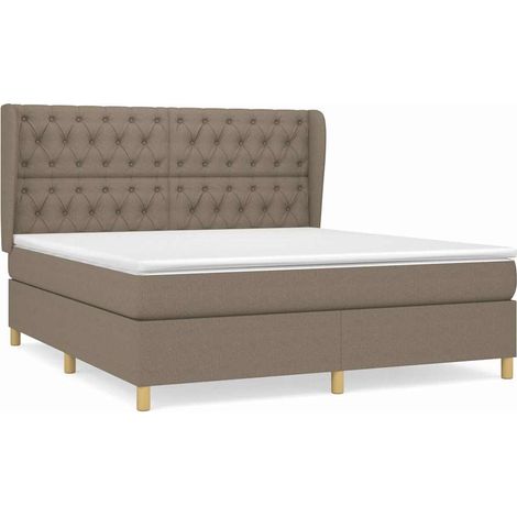 Maison Exclusive - Sommier à lattes de lit avec matelas Taupe 160x200 cm Tissu (1/5)