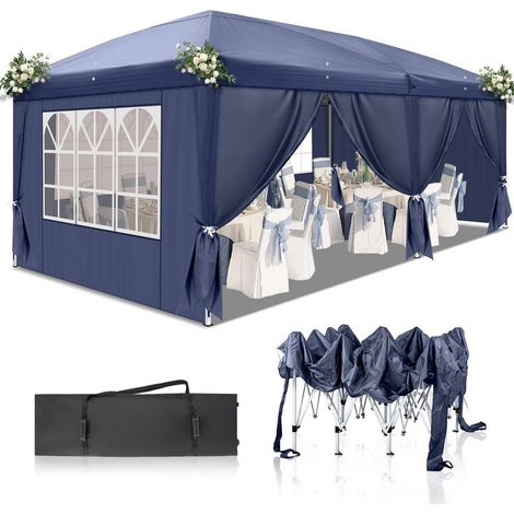 Faltpavillon 3x6m, wasserdicht, UV-Schutz 50+, 6 Seitenteile, blau (1/5)