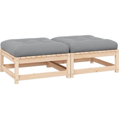 Gartenhocker mit Kissen 2 Stk. Massivholz Kiefer