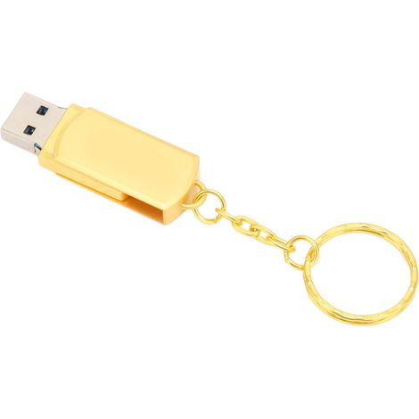 Clé USB porte-clés USB 3.0 pour téléphone portable et ordinateur, double usage, portable, en alliage d'aluminium avec adaptateurs Type-C (128 Go, or) (1/5)
