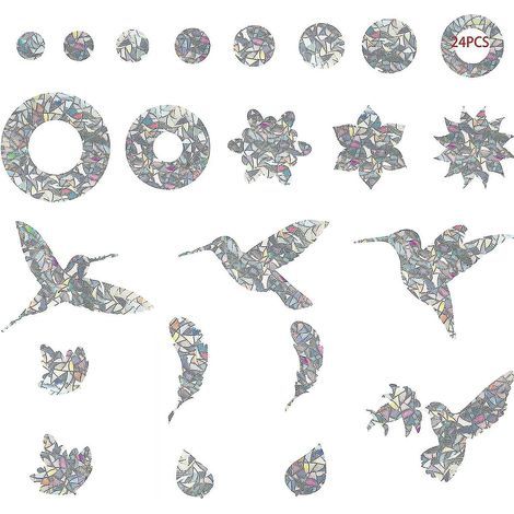 Vogel-Aufkleber, Vögel, Kollision, Anti-Kollisions-Fensteraufkleber, Glastür-Schutz, Silhouette, Anti-Kollisions-Fensteraufkleber, um Menschen und Vögel zu vermeiden, 24 Stück (1/5)