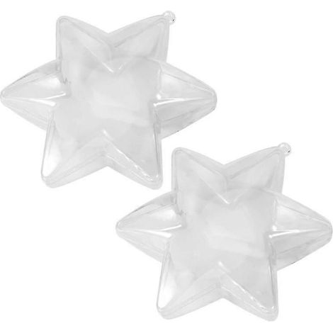 Lot de 2 pendentifs boules de Noël transparentes en forme d'étoile à six branches, décorations à suspendre. (1/3)