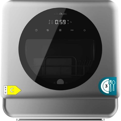 Cecotec Bolero Aguazero 1150 Dark Tabletop Compact Dishwasher. 3 services, faible consommation d'énergie, 6 programmes, panneau de commande tactile, fonctions telles que le stockage prolongé et le dép (1/4)