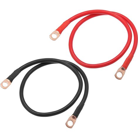 Câbles D'Onduleur De Batterie Noir Rouge 1 Paire pour Voiture Noir Rouge, Cuivre, Caoutchouc, 20", 3/8", Pour RV, Pour Bateau, Pour Application Solaire (1/5)