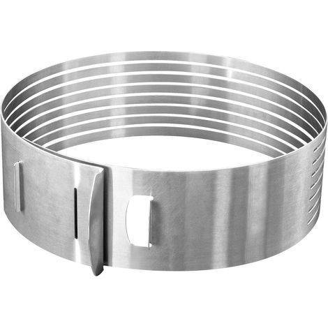 1 Cercle à pâtisserie, Acier inoxydable, Réglable 26-28 cm, Trancheur à gâteau, Pour layer cake