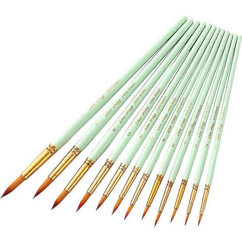 Ensemble de pinceaux en bois et en nylon, 12 pièces, compatible avec la peinture artistique. (1/5)