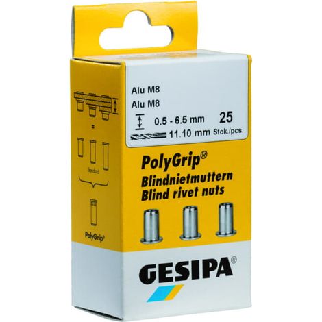 GESIPA Blindnietmutter PolyGrip® Nietschaft d x l 7 x 13,5 mm M5 - 1464888 (1/2)
