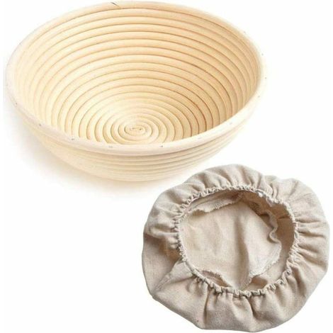 Cesto per la lievitazione con rivestimento in lino. Stampo rotondo per pane, adatto a impasti fino a 0,9 kg, Ø 25 cm. (1/5)