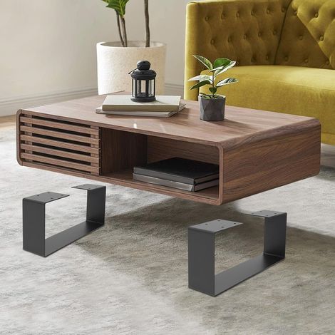 2 Stück Tischbeine, 2 Stk. Tischgestelle, schwarze Kohlenstoffstahlbeine – Robust, stabil und ästhetisch für Couchtische & Esstisch - 15 cm Höhe, 50-100kg Tragfähigkeit (1/5)