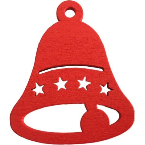 10pcs Décorations de Noël en Bois Forme Cloche Rouge, Ornements Suspendus Délicats pour Sapin de Noël, pour Espace Intérieur et Chambre (1/5)