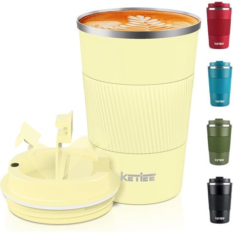 KETIEE 380ml Thermobecher Kaffee-to-go, Reisebecher, Milchgelb (1/5)