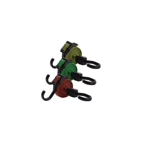 Lot de 3 tendeurs élastiques en caoutchouc avec crochets, réglables, extensibles (150 cm), résistants à la déchirure et robustes, pour attacher voitures, vélos et activités de plein air. (1/5)