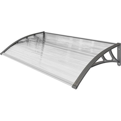 Abri anti-pluie, vent et grêle en polycarbonate, manivelles aluminium, 110 x 60 x 18 cm, gris (1/5)