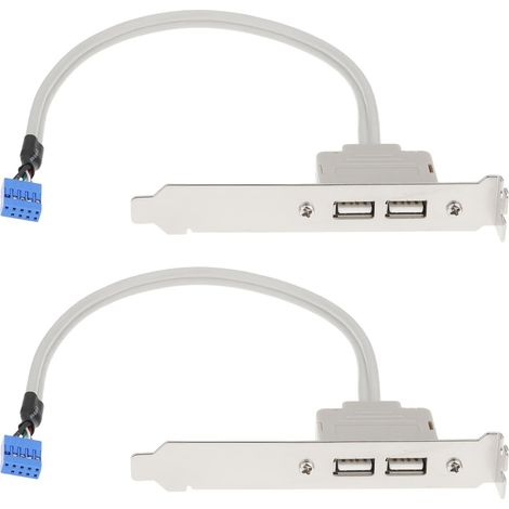 Dual USB 2.0 to 9-Pin Motherboard Connector Cable for Desktop PC with Rear PCI Bracket (2-Pack) (1/5)