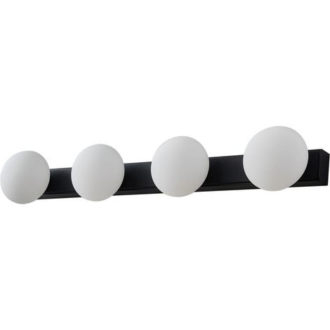 [GEBRAUCHT] B-Ware Lucande Wandlampe Badleuchte Led Glas Schwarz Ip44 Aluminium Myrra 60 Cm