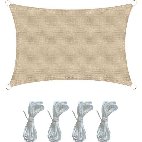 Mobili Rebecca – Voile d'ombrage rectangulaire 2x3 m en polyéthylène anti-UV – Fixation acier inoxydable – Sac de transport inclus (1/5)