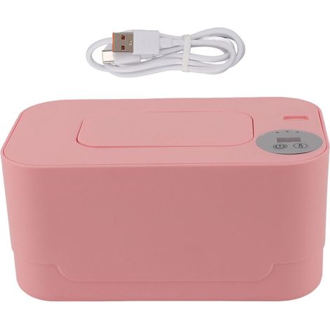 Chauffe-lingettes 2024 avec veilleuse, température réglable, rechargeable, multifonctionnel, portable, USB, distributeur de lingettes pour bébé, rose (1/2)