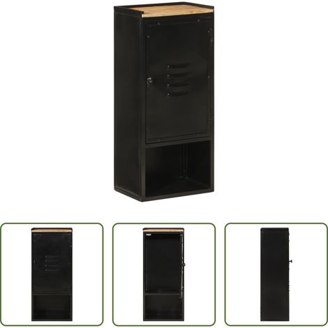 Rangement salle de bain - Armoire de salle de bain 40x27x90 cm fer et bois de manguier (1/5)