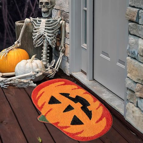 Halloween K Citrouille Cachemire Paillasson Peluche Tapis de bain épais Tapis de bain hypoallergénique en microfibre Tapis de salle de bain antidérapant pour la maison Cuisine Chambre Couloir (1/5)