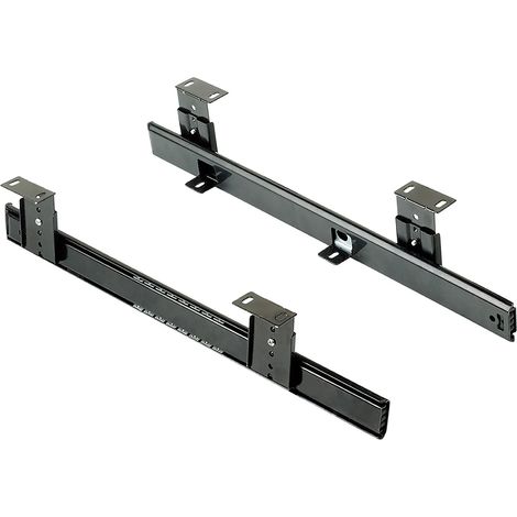 Emuca – Coulisses porte-clavier à billes en acier zingué noir – Réglage en hauteur 6 positions – Charge jusqu'à 20 kg – Montage sous bureau