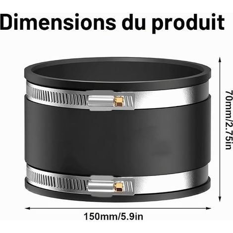 Flexible Rubber Sleeve 150mm Hose Connector for PVC and Stainless Steel (1/4)