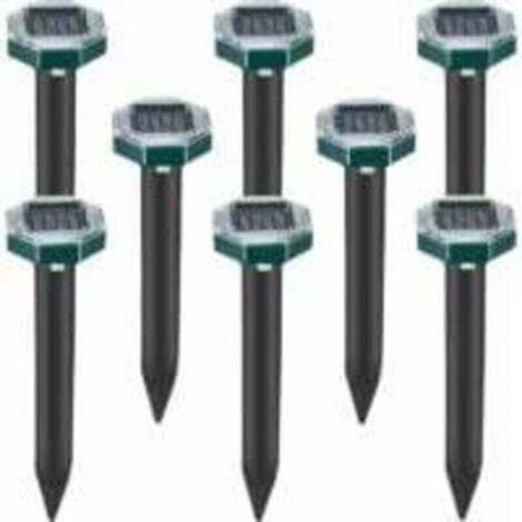 [JAMAIS UTILISÉ] Lot de 8 pics repulsifs a ultrasons pour taupes, serpents et campagnols a energie solaire pour pelouse, jardin et cour, repulsif a sardines (1/4)