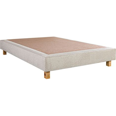 Altobuy – Sommier tapissier 160x200 beige – Structure en bois massif – Revêtement tissu hypoallergénique – Pieds 12cm fournis (1/3)