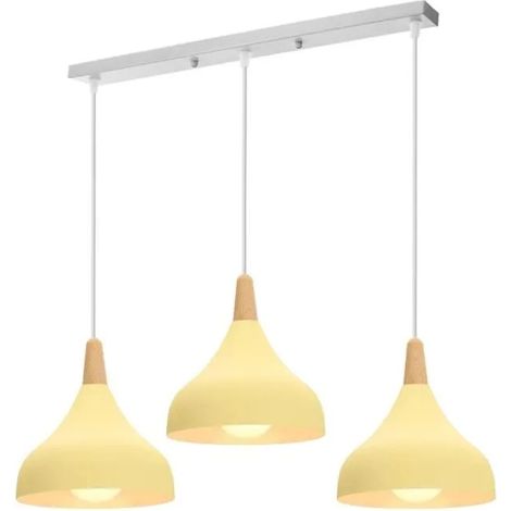 U-Do 3 Têtes Lustre Suspension Luminaire en Métal Jaune E27 20CM Lampe de Plafonde illuminé design Moderne pour Salon Bureau Café (1/4)