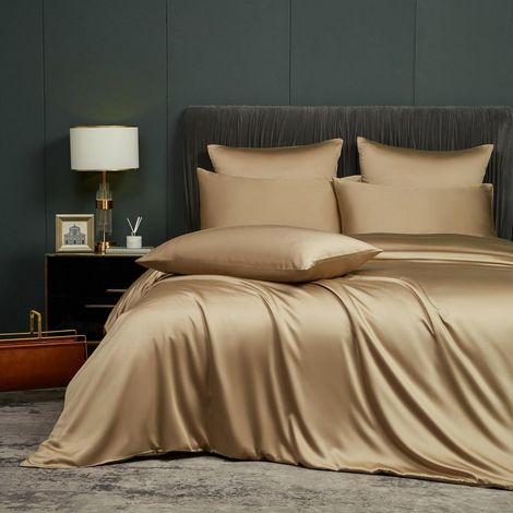 Bettwäsche-Set 200x200 cm Khaki, Bambus-Polyester, kühlend, OEKO-TEX, 3-teilig