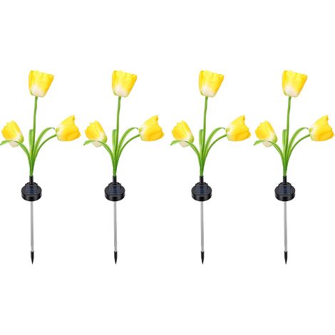 4 pièces lampe de pelouse solaire élégante fleur artificielle IP65 étanche lumière décorative extérieure pour cour, jardin (1/5)