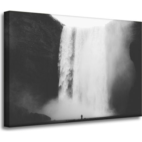 Leinwanddruck Schwarz-Weiß-Wasserfall 70x50 cm