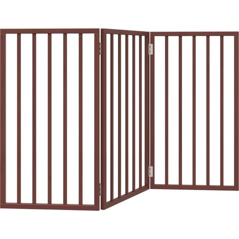 Barrière de sécurité pour chien animaux de compagnie pliable 3 panneaux 150 cm bois de peuplier marron