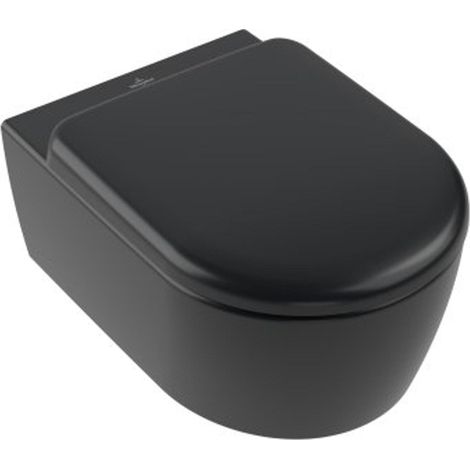 Villeroy & Boch Skyla pack cuvette suspendue - avec abattant softclose et quickrelease - Twistflush - CeramicPlus - noir