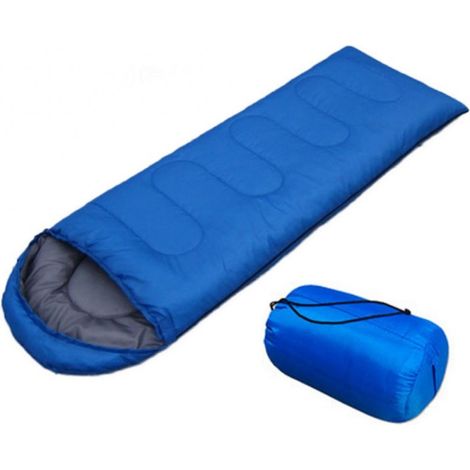 Sac de couchage momie léger avec couette 2 en 1 et housse bleue pour le camping (1/5)