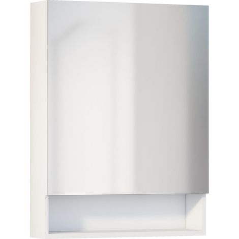 Meuble vestiaire avec Miroir, Armoire d'appoint de Salle de Bain Multi-usages, Option avec ou sans lumière LED, Meuble Mural Facile à Installer, Armoire montée, Finition Blanche, Ouverture 1 (1/5)