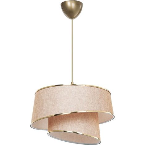 LichtLux Pendelleuchte Beige Braun Gold 32,5x65 cm E27 Leuchtmittel Nicht Enthalten - Hervorragende Lichtdiffusion (1/4)