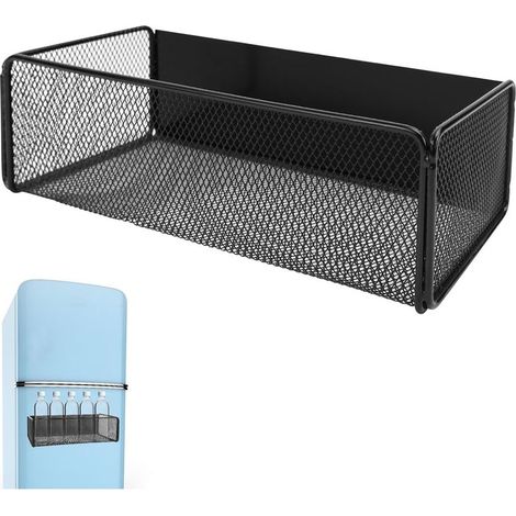 Étagère à épices magnétique à suspendre sans perçage pour réfrigérateur - Étagère magnétique pour réfrigérateur - Étagère suspendue pour cuisine - Noir (1/5)