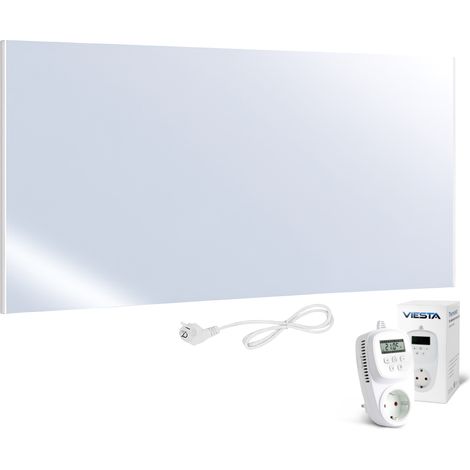 UMBRELLA® H700 Calefactor infrarrojo con espejo 700 W con termostato TH12 – Panel calefactor compacto con tecnología Carbon Crystal – Calefacción mural plana con vidrio espejo – Diseño elegante 2 en 1 (1/5)