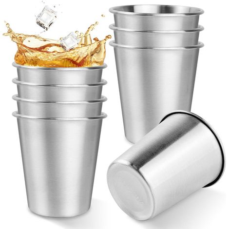 Lot de 8 gobelets en acier inoxydable 260ml, empilables, pour le camping et l'extérieur