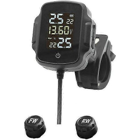 Système de surveillance de la pression des pneus (TPMS) pour moto, 2 capteurs externes, étanchéité IP65, écran LCD, alarme, détection de la tension de la batterie, pour vélo électrique. (1/5)
