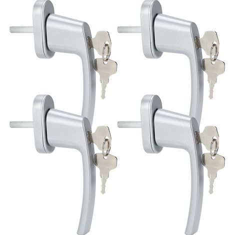 Fenstergriff Fensterschlösser Balkontürgriff Design Alu abschließbar Grau gleichschließend Griff 4X (1/5)