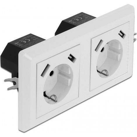 DeLOCK Delock 2-fach Einbausteckdose mit 4 x USB Typ-A Ladeport 2 2.8 A (11475) (1/5)