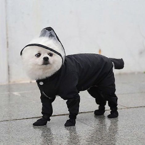 Imperméable pour chien, cape imperméable légère et ajustable avec capuche, respirante, convenant aux chiots de petites, moyennes et grandes races. (1/2)
