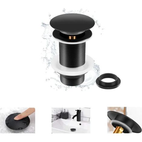Bonde De Lavabo - Laiton Noir Mat Sans Trop-Plein - Pour Évier Comptoir - G1¼ - 1 Pièce (1/5)